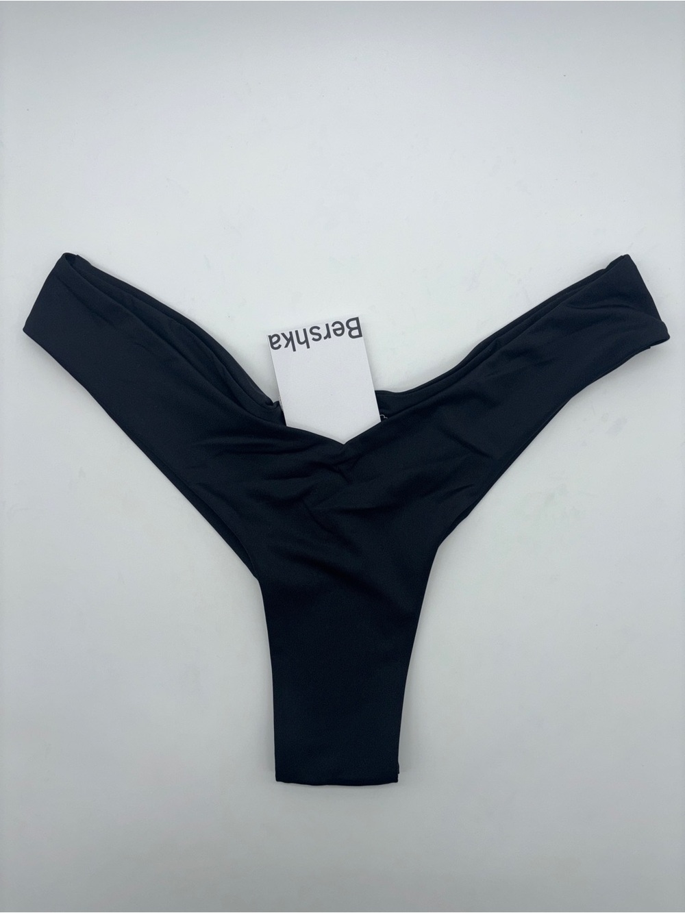 NWT Bershka Sexy High-Cut V-Front Swim Bikini Bottoms Black Large US 8 L